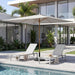 10X10 FT Rectangular Patio Umbrella with 3-Year-No-Fade Olifen Fabric, Outdoor Umbrella with 8 Faux-Wood Grain Aluminum Ribs, Market Umbrella with Pulley Lift for Poolside, Deck, Backyard, Light Gray