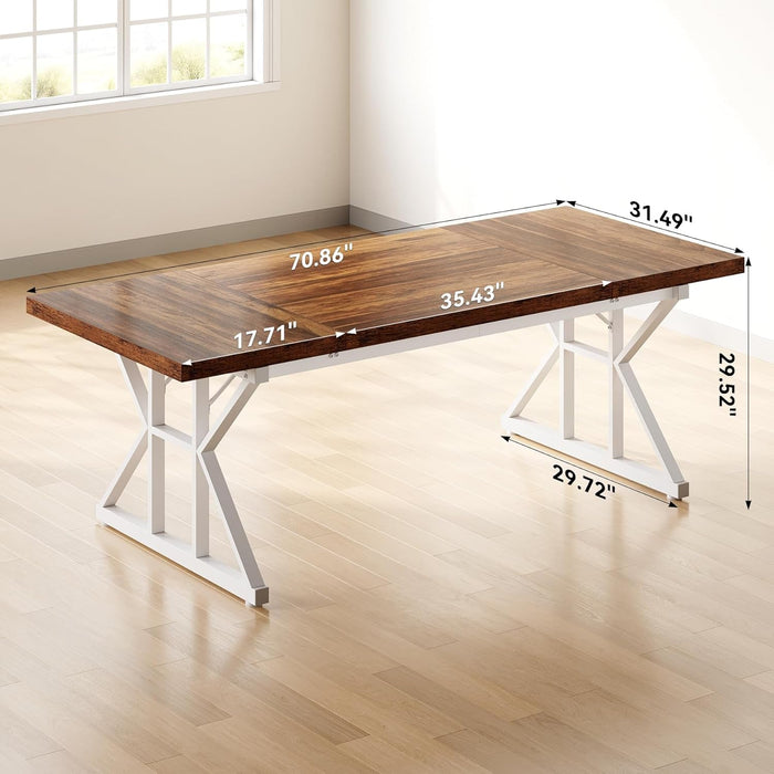 70.8-Inch Large Executive Desk, Modern Computer Office Desk, Wooden Writing Desk Study Table for Home Office