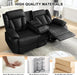Loveseat Recliner Sofa, RV Recliner Couch, Manual Reclining Loveseat with Console for Living Room, Home Theater Seating with AC/USB C/USB and Drawer (Black, Loveseat with Console)