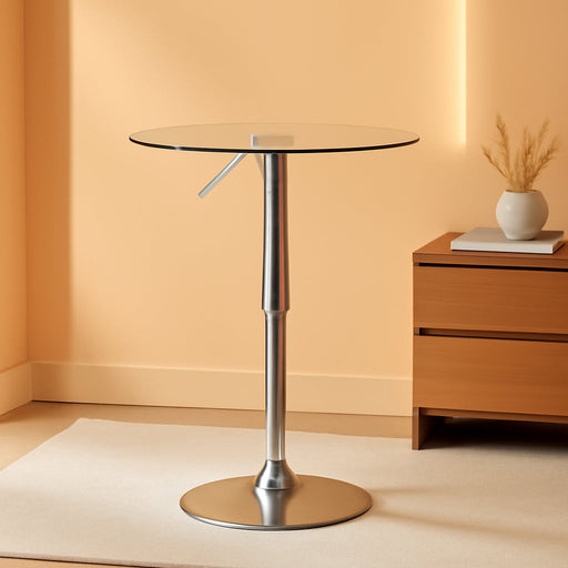 23.5 Inch Circular Glass Adjustable Cocktail Table