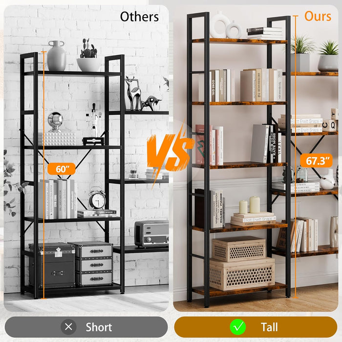 Industrial 14 Shelving Brown Bookcase Display Unit