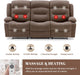 Oversized Recliner Sofa with Heat and Massage, Wall-Hugger Reclining Sofa with Cup Holders and USB Port, Big Large 3-Seater RV Recliner Couch Sofa for Living Room (Fabric, Brown)