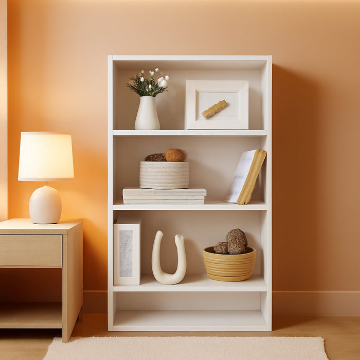 Bookshelf, 23.6 Inches Wide, 3-Tier Open Bookcase with Adjustable Storage Shelves, Floor Standing Unit, Cloud White ULBC163T14
