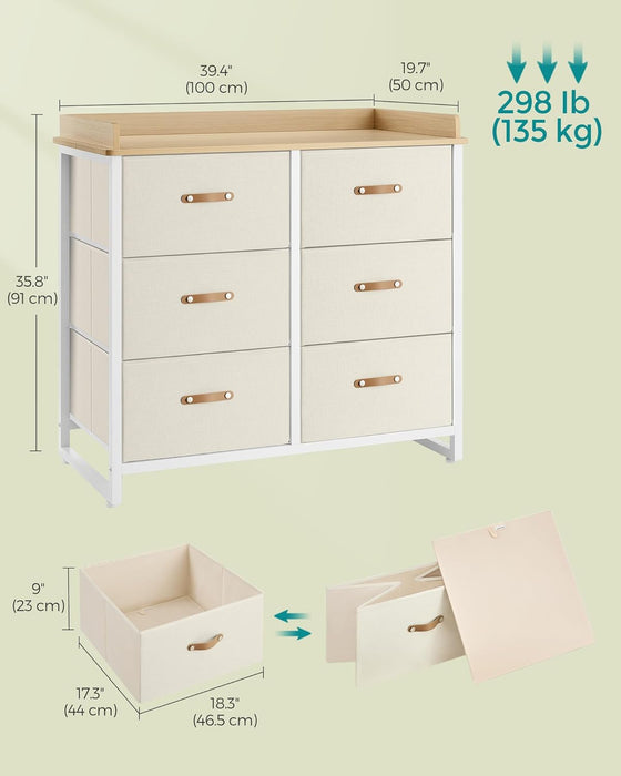 Beige Kids Dresser With 6 Drawers