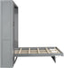 Queen Size Murphy Bed Wall Bed with Shelves, Drawers and LED Lights,Gray