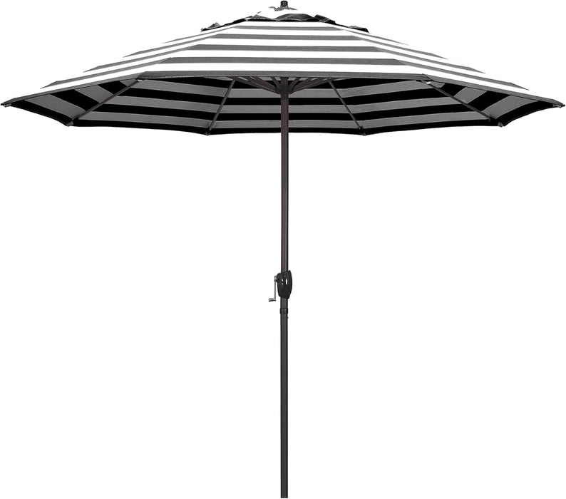 12-Year Protection 9-Ft Outdoor Patio Umbrella, Sunbrella Fade-Resistant Acrylic Fabric, Auto Tilt and Crank, Heavy-Duty Aluminum Frame/ Reinforced Ribs, Bronze Pole, Cabana Classic