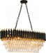 Crystal Chandelier Pendant Light Black Gold 32Inch