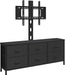 TV Stand with Mount, Fabric Dresser with 6 Drawers for 32/45/55/60/65/75 Inch Tvs, Black Dresser Entertainment Center, Modern Media TV Console Table