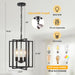 Black Farmhouse Modern Chandelier Light Fixture for Dining Room, 3 Light Rustic Kitchen Island Metal Pendant Hanging, Adjustable Geometric Foyer Light Fixtures for Entryway Hallway Living Room