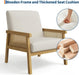 Beige Rattan Accent Chair With Upholstered Backrest