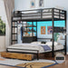 Black HeavyDuty TwinOverFullBunk Bed With Storage Drawers