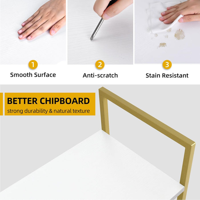 Brushed Gold FiveTier Bookshelf With Display Stand