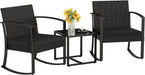 Patio Furniture Set 3 Piece Resin Outdoor Bistro Set Rocking Patio Chairs with Cushions and Table for Porch, Poolside, Balcony and Yard (Black)
