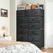Black Dresser with 10+4 Storage Drawers, Chest of Drawers, Sturdy Metal Frame & Wood Top, Bedroom, Hallway, Closets, Living Room, 52.2" H X 37.4" W X 11.8" D