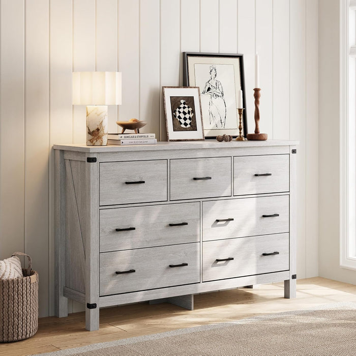 Farmhouse Dresser Featuring Seven Deep Drawers Grey