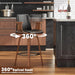 Swivel Bar Stools Set of 3, 26 Inch Bar Height Barstools with Arms and High Back, Upholstered PU Leather Counter Height Stools with Bentwood Wood Frame and Legs for Kitchen Island, Black