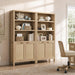 71" Tall Bookcase 5 Tier Rattan Bookshelf with Doors for Library | Farmhouse Storage Book Shelf with Adjustable Shelves Large Book Case Bookshelves for Living Room Home Office Bedroom Kitchen