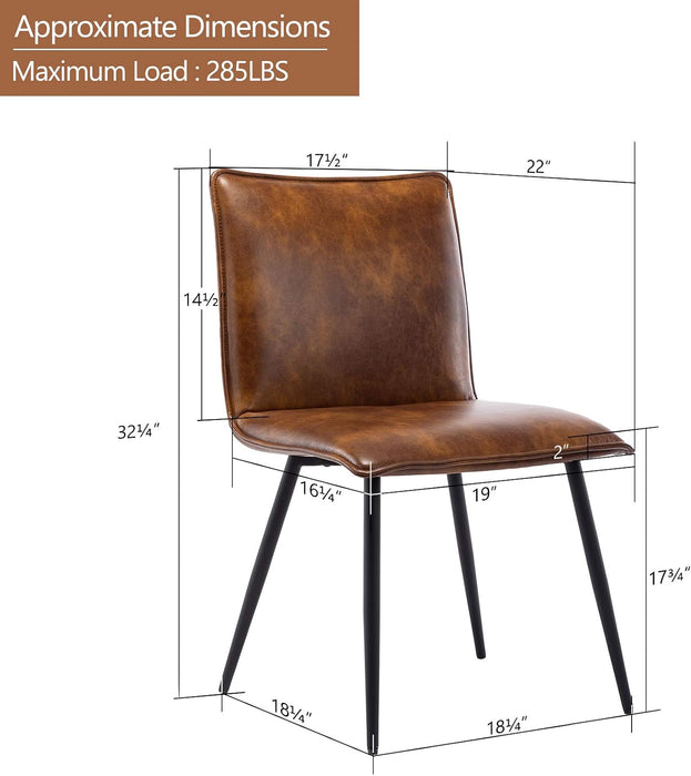PU Leather Dining Chairs Upholstered Chairs Set of 4 Side Chair Yellowish-Brown