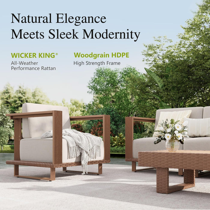 HDPE Patio Furniture Set, 6 Pieces L Shaped Sectional