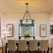 6-Light Farmhouse Chandelier Black Drum Pendant Light