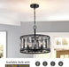 Matte Black Crystal Chandelier Featuring Four Lights