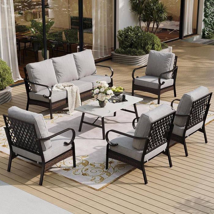 , 6 PCS Metal Patio Conversation Set