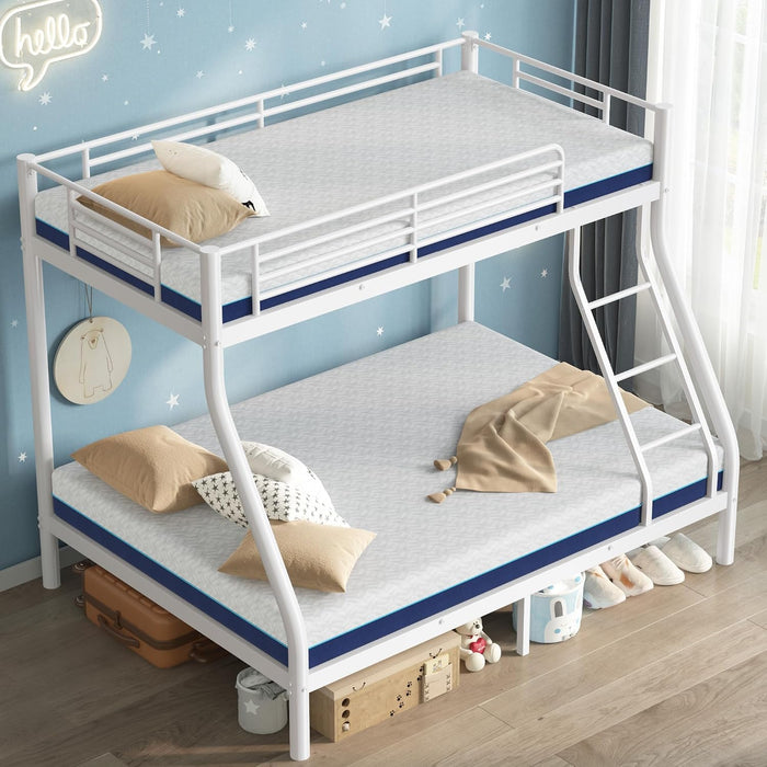 Twin over Full Bunk Bed Set with 6" Twin & Full Memory Foam | Sturdy Frame with Guardrails & Ladder, 400 Lbs Bunk, Space-Saving, Easy Assembly, Dorms for Adults.