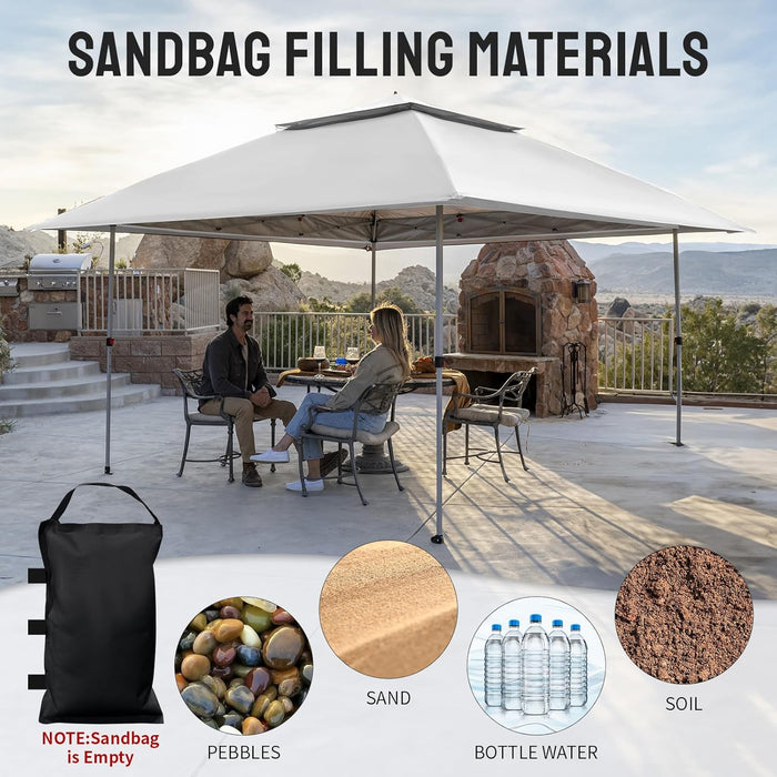13X13 Pop up Gazebo, Canopy Tent, Gazebos on Clearance - Outdoor Gazebo for Backyard & Patio Furniture - Carpa Pop up Tent with Wheeled Sto-N-Go Cover Bag (White)