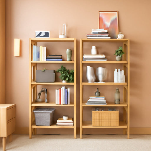 6-Tier Bamboo Bookshelves and Bookcases, Adjustable 63.4”Tall Shallow Book Shelf Organizer Rack, Freestanding Storage Shelving Unit for Living Room, Kitchen, Bathroom, Office, Natural