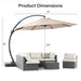 11FT Deluxe Patio Umbrella with Base, Large Cantilever Curvy Umbrella with 360° Rotation, Champagne