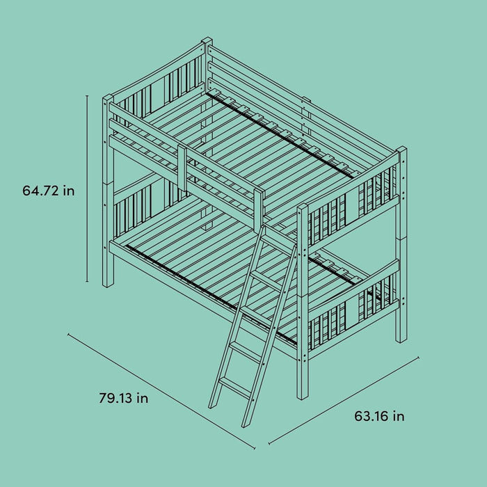 TwinOverTwin Bunk Bed White Finish Greenguard GoldCertified