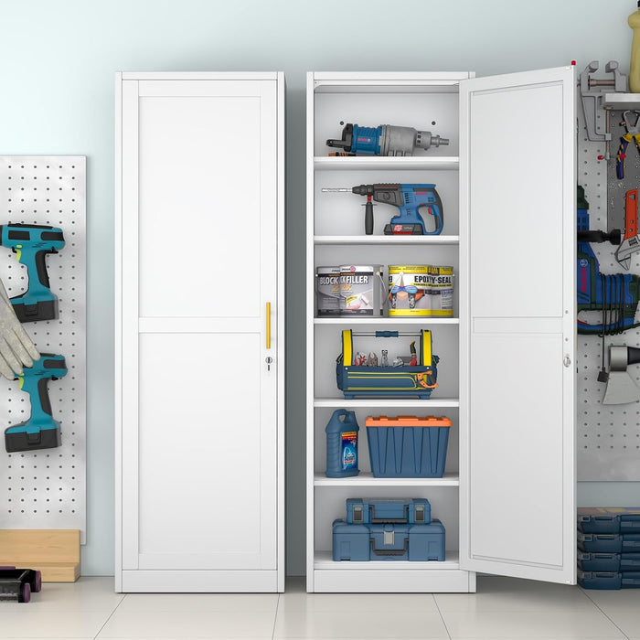 Lockable Metal Locker Cabinet Narrow White Storage