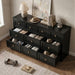 59" Wide Black 10 Drawer Dresser for Bedroom with Gold Metal Handle