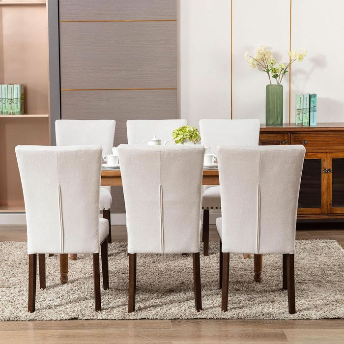 Upholstered Dining Chairs Set of 4, Parsons Style Linen Beige Accent Chairs with High Back, for round Kitchen Table or Small Dining Room – Comfortable & Stylish