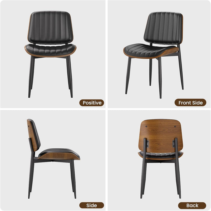 Dining Chairs Set of 2, Mid Century Modern PU Leather Kitchen Chairs