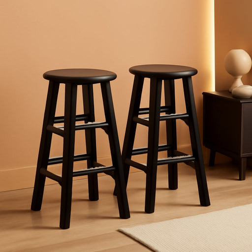 Element 2-Piece 24In Counter Stool Set, Espresso Finish, Solid Wood, Modern Design