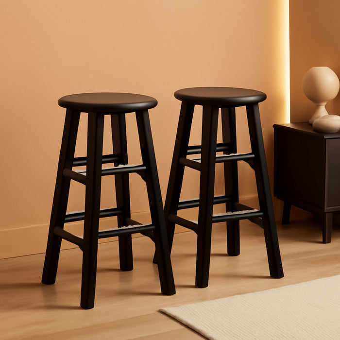 Element 2-Piece 24In Counter Stool Set, Espresso Finish, Solid Wood, Modern Design