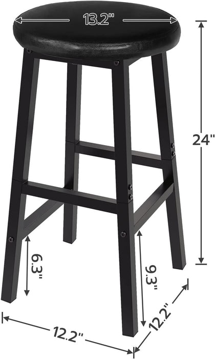 Bar Stools Set, 24 Inch PU Upholstered Height Stools with Footrest, Easy to Assemble, for Restaurant, Kitchen, Bar Counter, Party Room, Black BB06BY01
