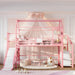 Bright Pink TwinSize Metal LoftBed With SafetyGuardrail