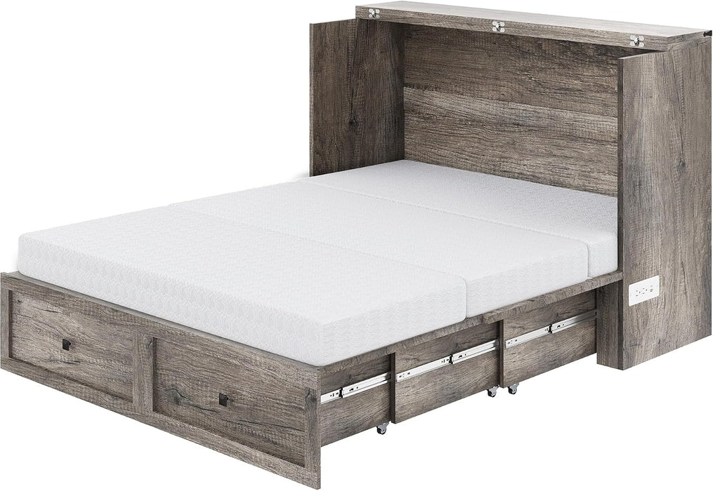 FullSize Murphy Bed Cabinet With Premium MemoryFoam