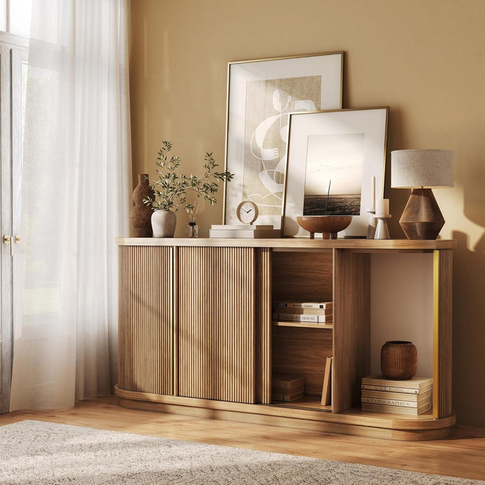Turin 67" Sideboard Buffet Cabinet-Camel