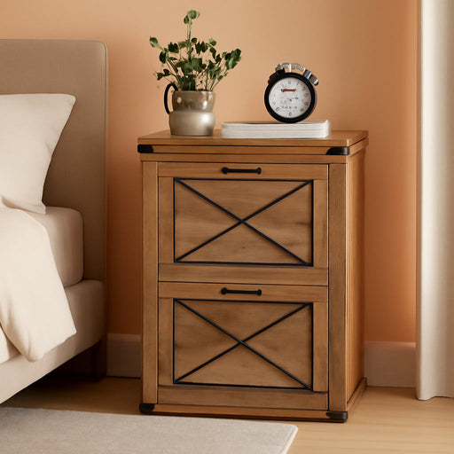 File Cabinet, Filing Cabinet with 2 File Drawers, Printer Stand, Fit A4, Letter Size, Hanging File Folders, Modern Farmhouse Style, for Home Office, Honey Brown UOFC048T41