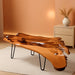 Handcrafted Edge Coffee Table | Natural Wood with Unique Organic Shape | Metal Hairpin Legs for Living Room, Side Table & Boho Decor,Clear Lacquer Finish