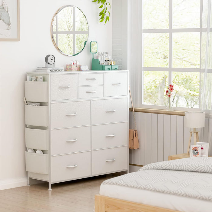 White 10 Drawer Dresser With Customizable Compartments