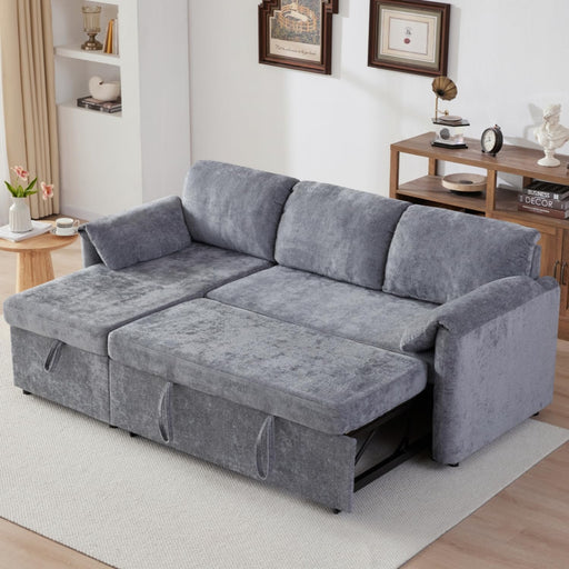 LightGray 83In Convertible PullOut Sofa Bed USBCharging
