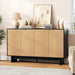 Natural Fluted Cabinet With Adjustable Shelves Storage
