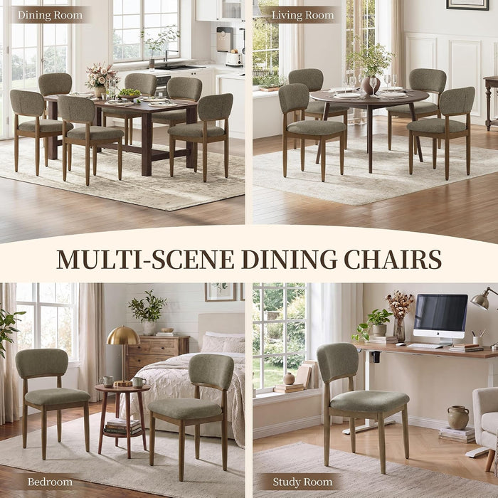Upholstered Dining Chairs Set of 2, Walnut Dining Chairs, Camel