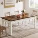 Dining Table for 4-6 People, 63-Inch Rectangular Kitchen Table with Solid Wood Legs, Farmhouse Dinner Table for Dining Room, Kitchen, Rustic Brown & Cream White