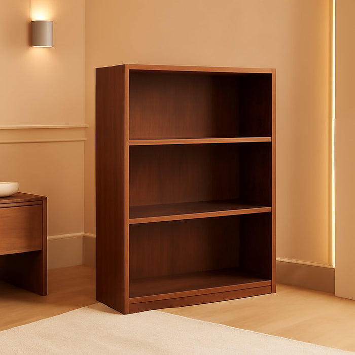 Beginnings 3-Shelf Bookcase, Bookshelf with Adjustable Storage Shelves, in Brook Cherry Finish