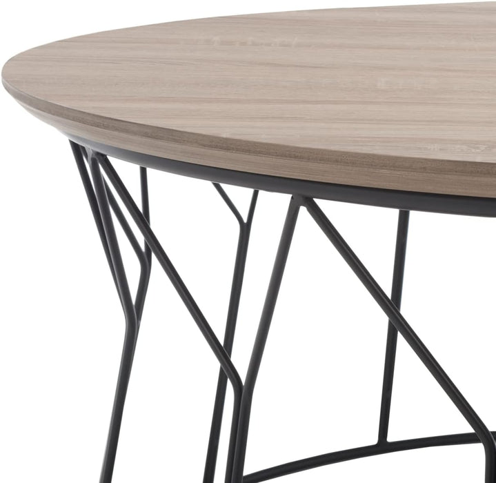 Home Collection Deion Retro Mid-Century Light Oak and Black Wood Coffee Table